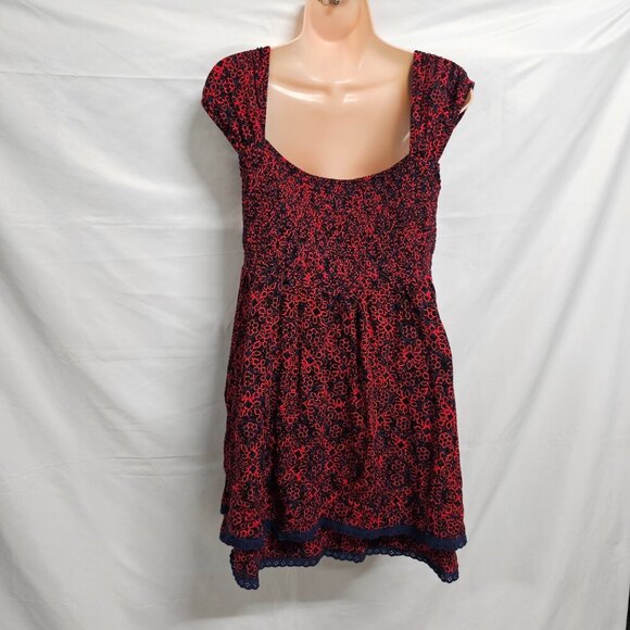 Free People Tabitha Mini Dress Women Size L Blue Red - Picture 8 of 15